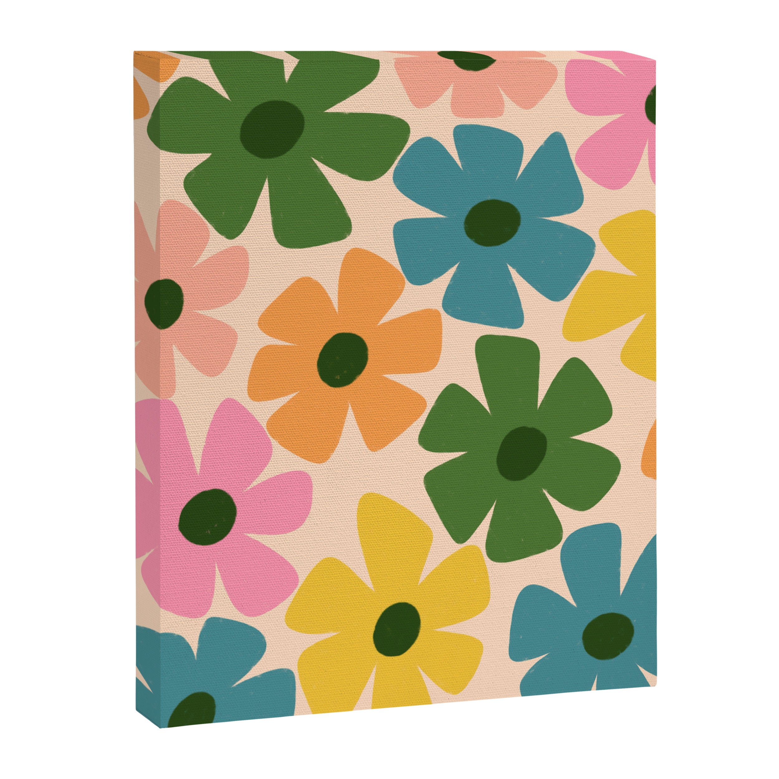 Retro Flower - Big Daisy Cream background Canvas Print Gallery Image 8