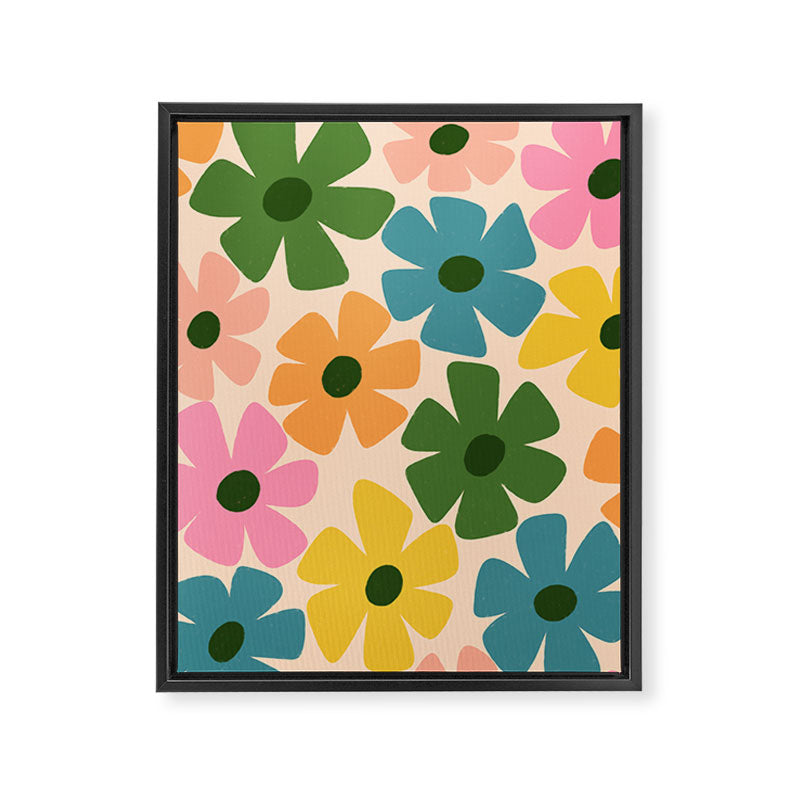 Retro Flower - Big Daisy Cream background Framed Canvas Print Gallery Image 8
