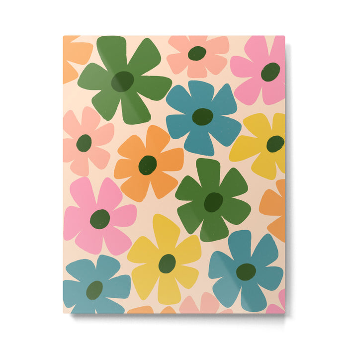 Retro Flower - Big Daisy Cream background Metal Print Gallery Image 1