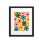 Retro Flower - Big Daisy Cream background Framed Art Print Gallery Image 6