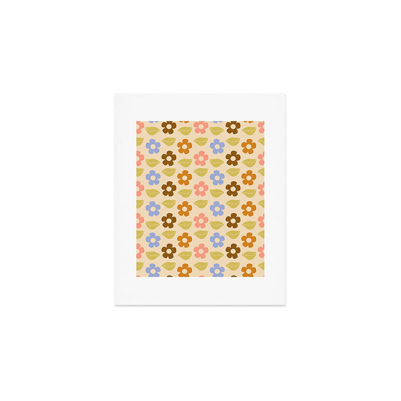 Retro Flower Vibe - Vintage Colors  Art Print Gallery Image 1