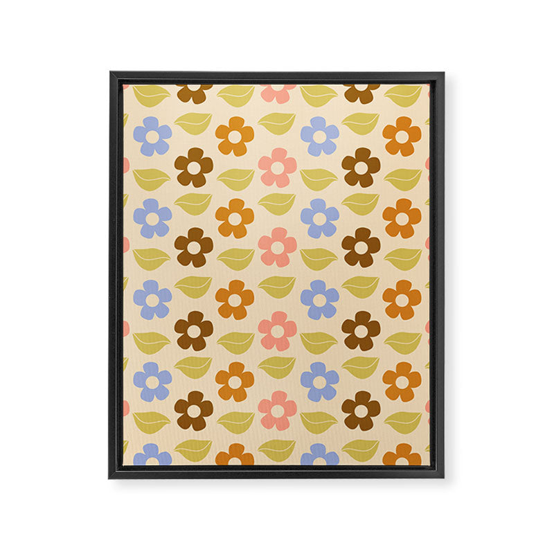 Retro Flower Vibe - Vintage Colors  Framed Canvas Print Gallery Image 8