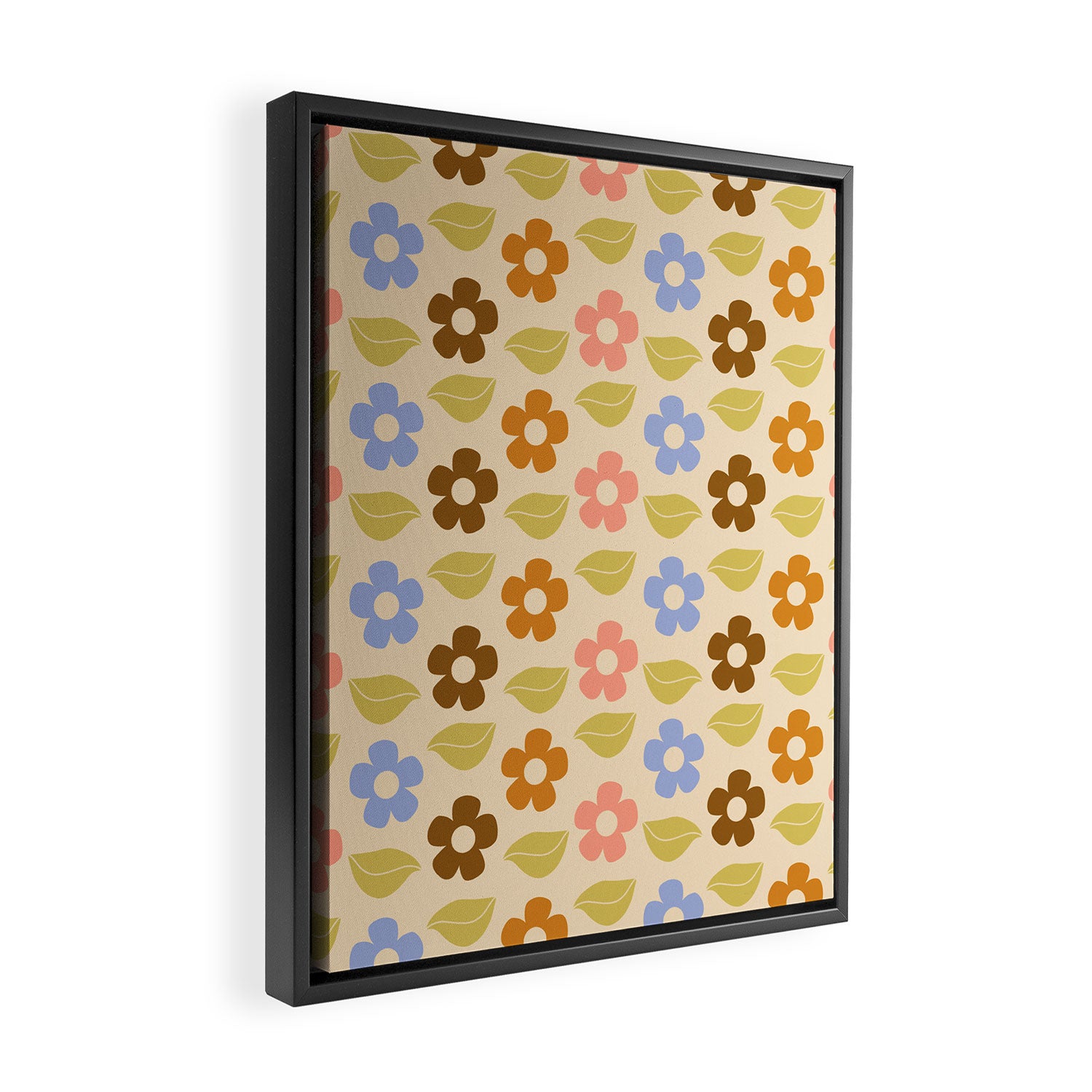 Retro Flower Vibe - Vintage Colors  Framed Canvas Print Gallery Image 2