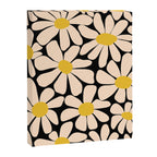 Retro Fun Floral - Off-white, Yellow and Black Canvas Print Gallery Image 8