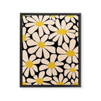 Retro Fun Floral - Off-white, Yellow and Black Framed Canvas Print Gallery Image 8
