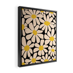 Retro Fun Floral - Off-white, Yellow and Black Framed Canvas Print Gallery Image 2