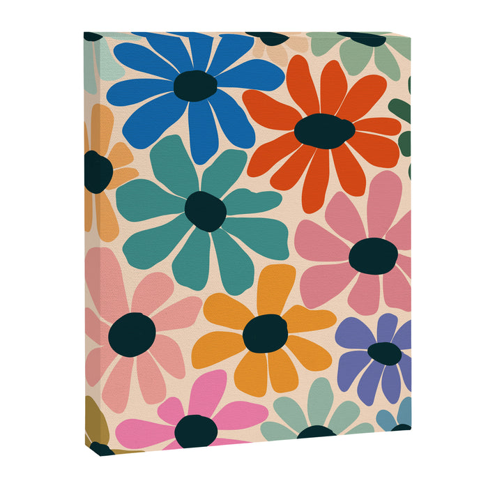 Retro Fun Floral - Rainbow color Canvas Print Gallery Image 1