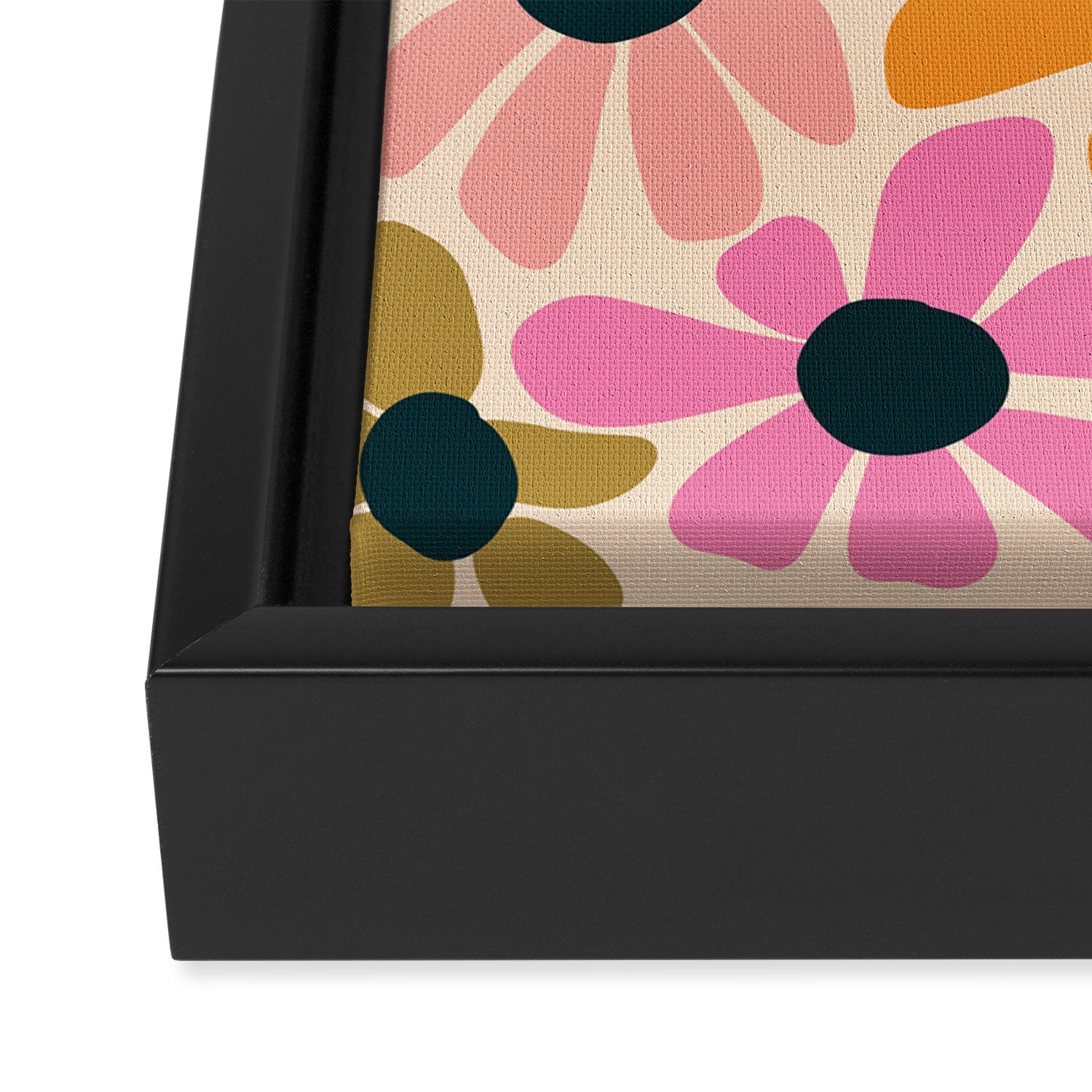 Retro Fun Floral - Rainbow color Framed Canvas Print Gallery Image 3