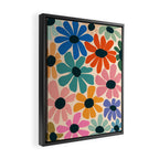 Retro Fun Floral - Rainbow color Framed Canvas Print Gallery Image 2