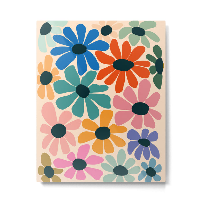 Retro Fun Floral - Rainbow color Metal Print Gallery Image 1