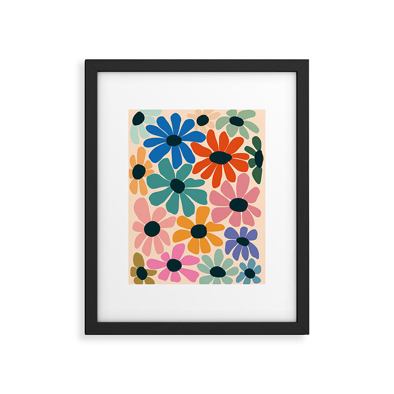 Retro Fun Floral - Rainbow color Framed Art Print Gallery Image 5