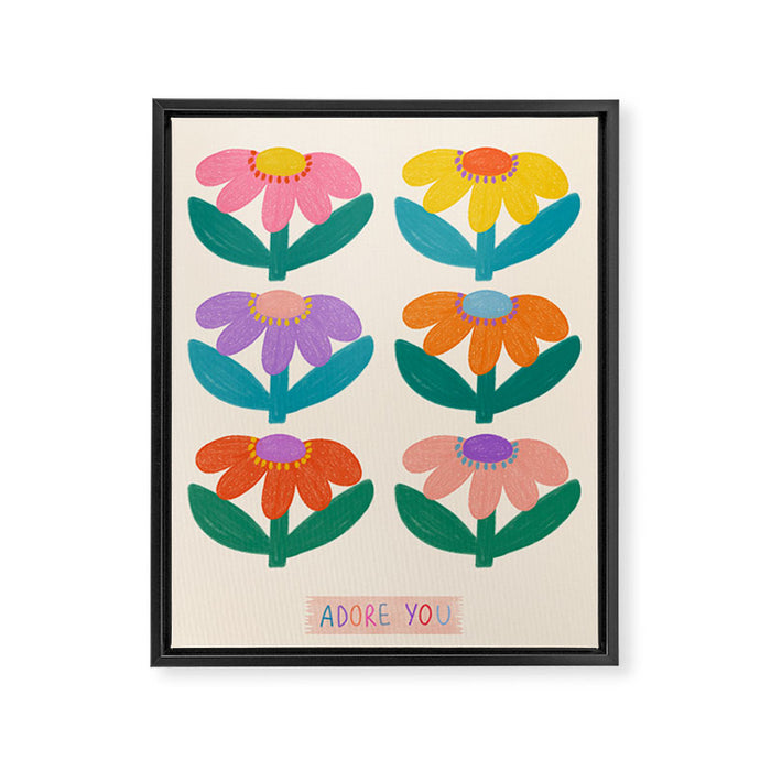 Retro Fun Flower - Adore You  Framed Canvas Print Gallery Image 1