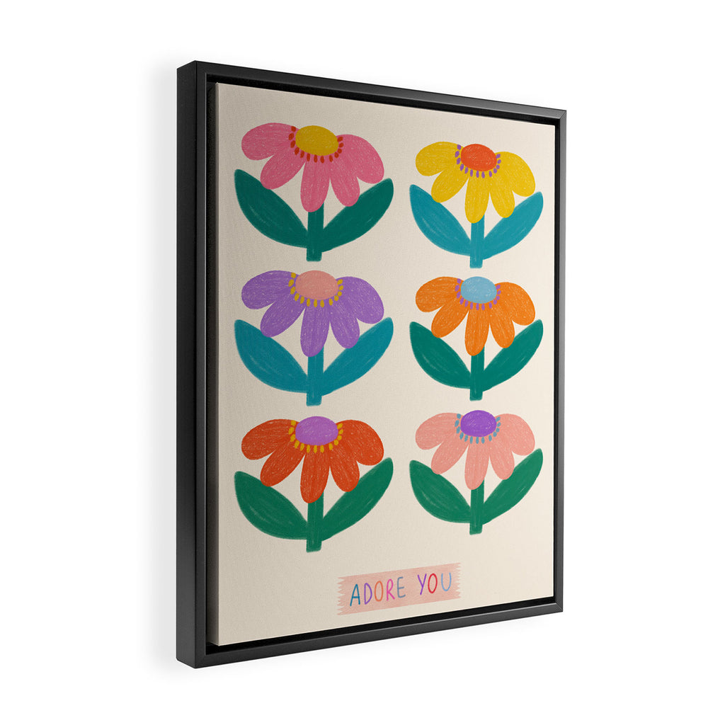 Retro Fun Flower - Adore You  Framed Canvas Print Gallery Image 2