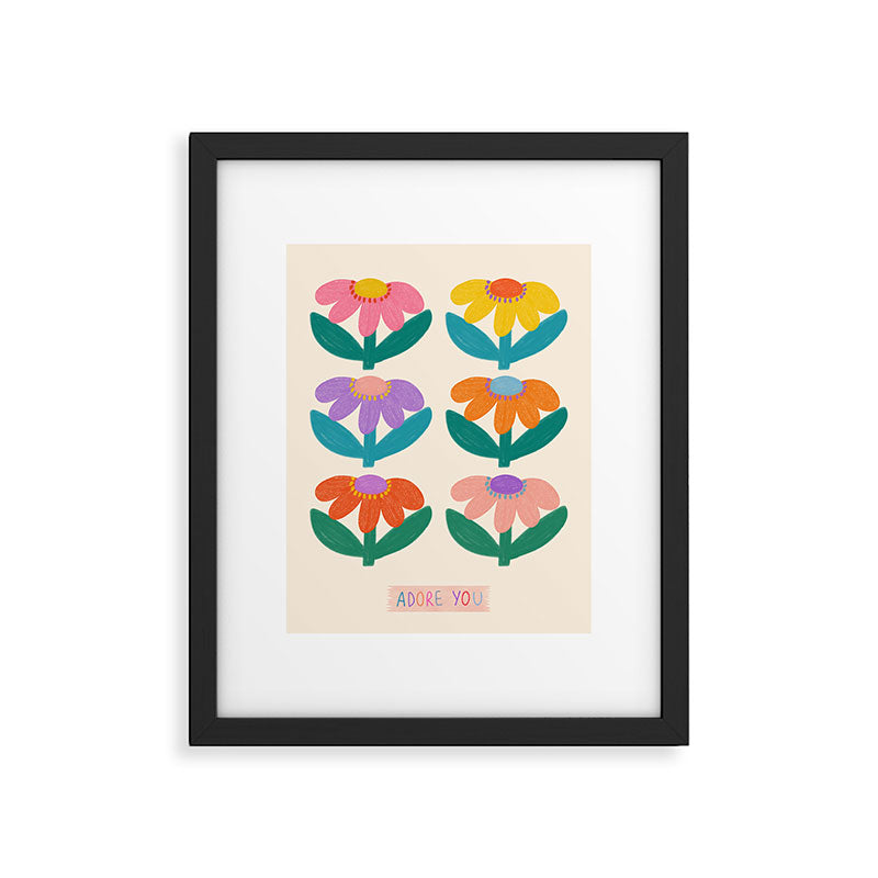 Retro Fun Flower - Adore You  Framed Art Print Gallery Image 6