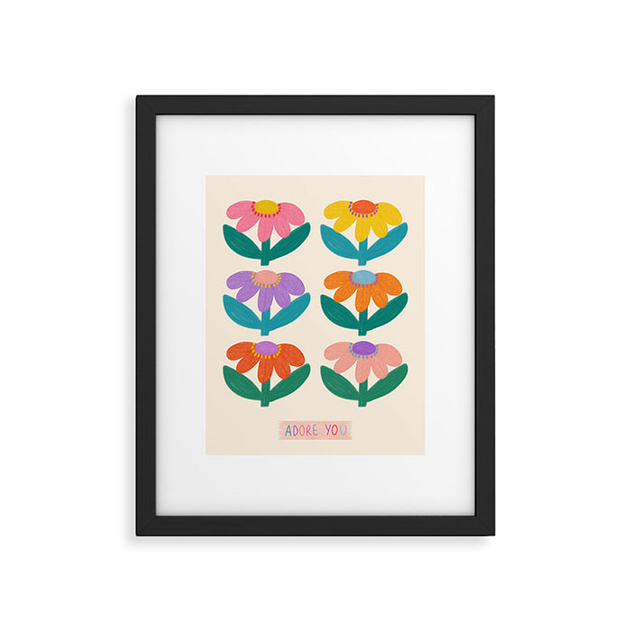 Retro Fun Flower - Adore You  Framed Art Print Gallery Image 1