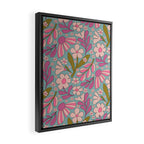 Retro Groovy - 70's Blue Floral Pattern Framed Canvas Print Gallery Image 2