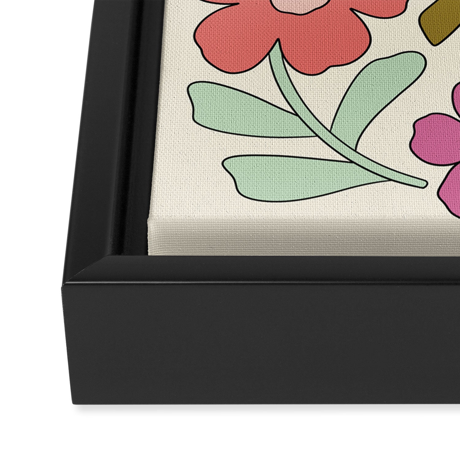 Retro Groovy Floral Art Print Framed Canvas Print Gallery Image 3