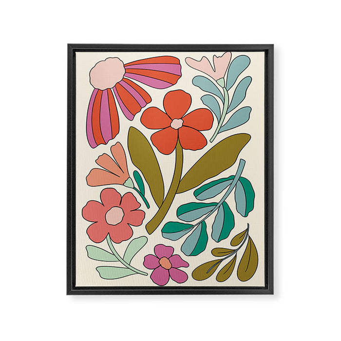 Retro Groovy Floral Art Print Framed Canvas Print Gallery Image 1