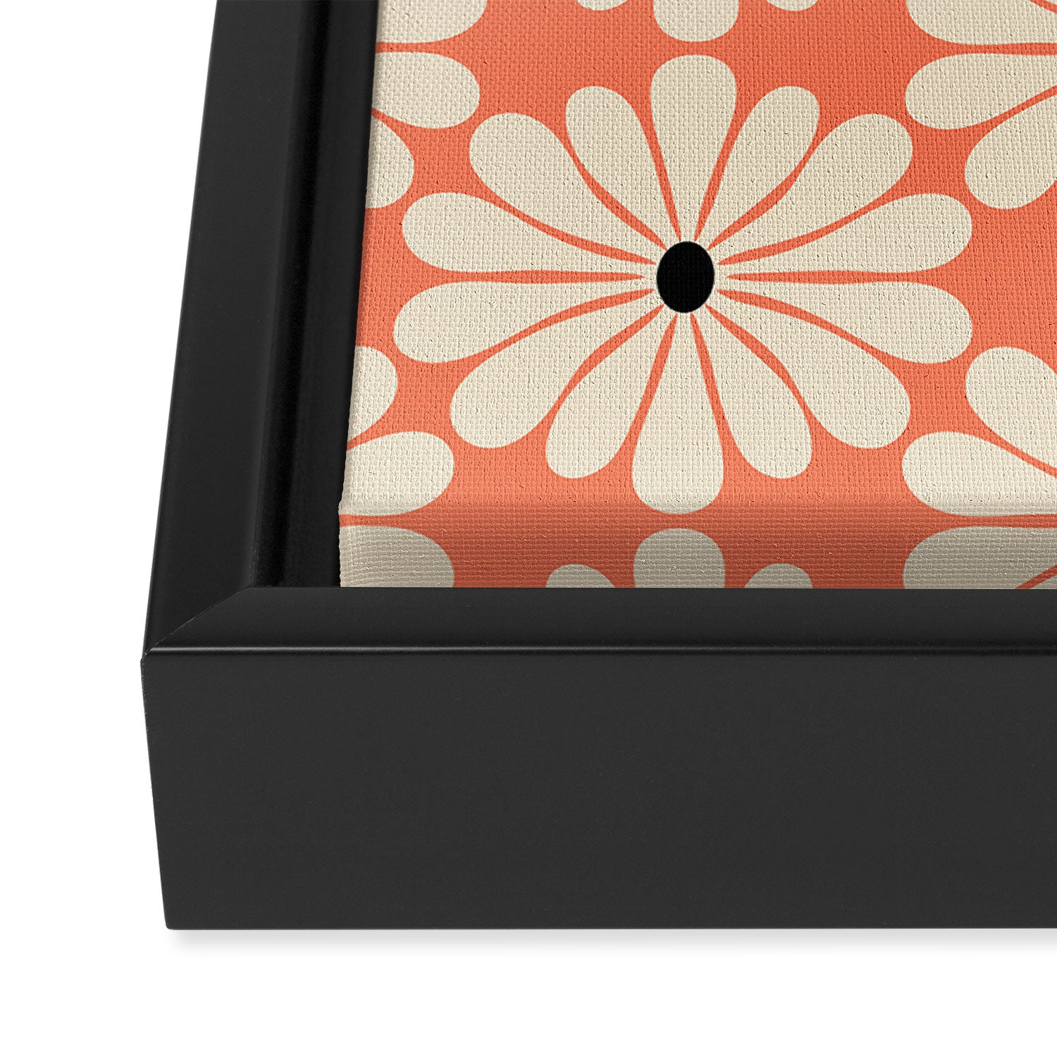 Retro Modern Daisy - Peach, Off-white and Black Framed Canvas Print Gallery Image 3