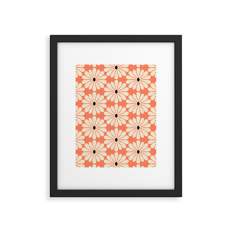 Retro Modern Daisy - Peach, Off-white and Black Framed Art Print Gallery Image 5