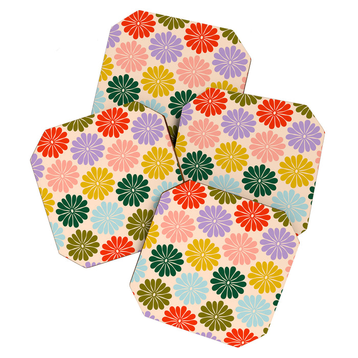 Retro Modern Daisy - Rainbow  Coaster Gallery Image 1