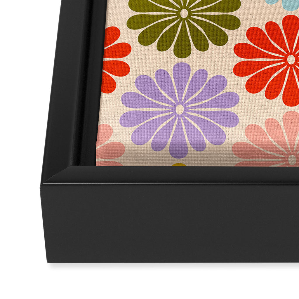 Retro Modern Daisy - Rainbow  Framed Canvas Print Gallery Image 3
