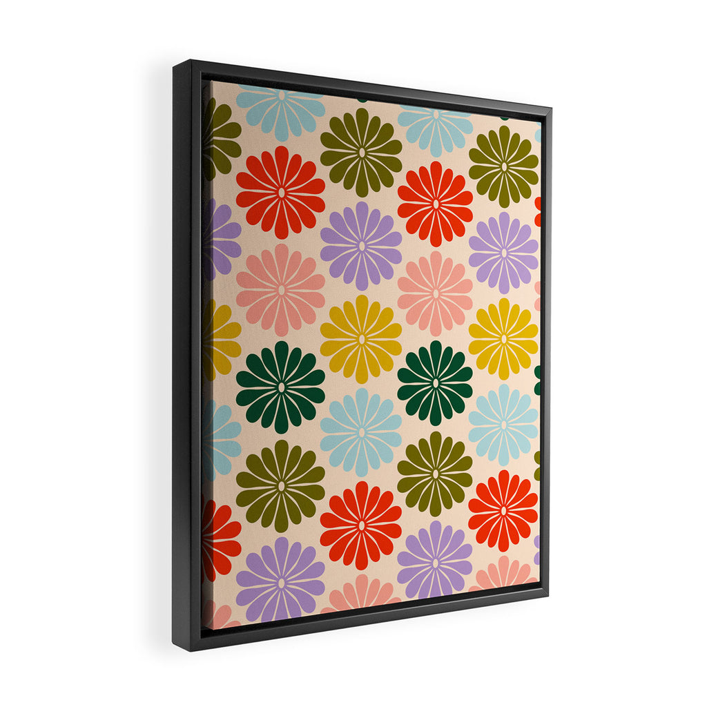 Retro Modern Daisy - Rainbow  Framed Canvas Print Gallery Image 2