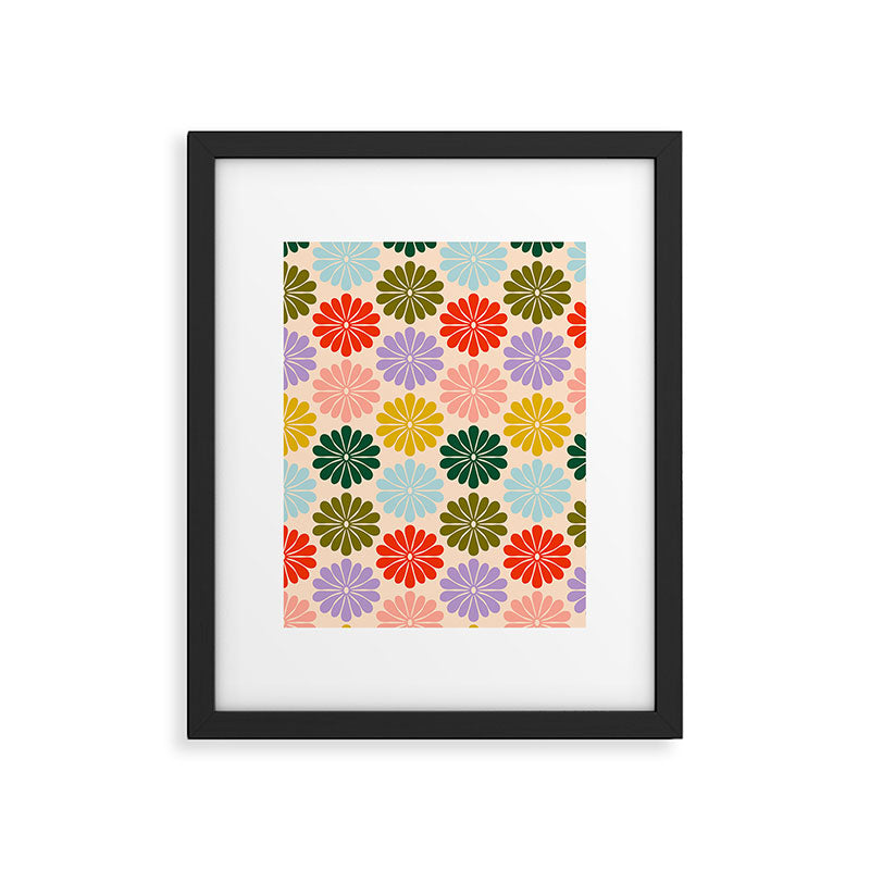 Retro Modern Daisy - Rainbow  Framed Art Print Gallery Image 5