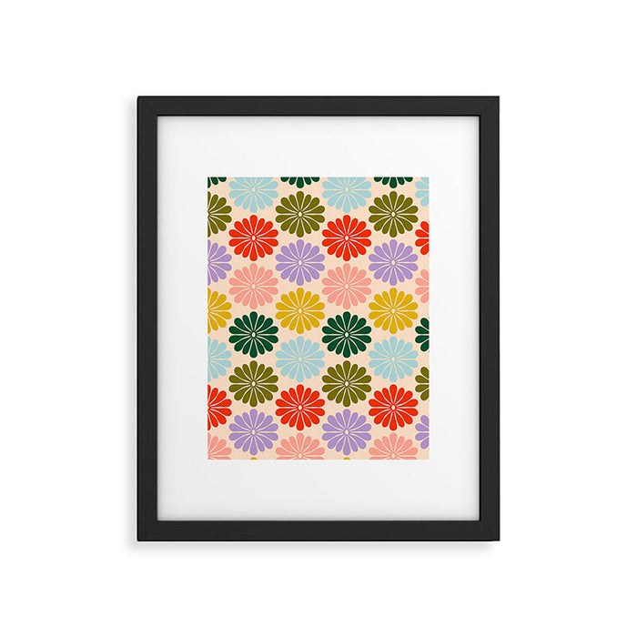 Retro Modern Daisy - Rainbow  Framed Art Print Gallery Image 1