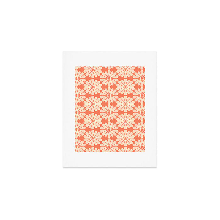Retro Modern Daisy - Salmon and Off-white Art Print Gallery Image 1