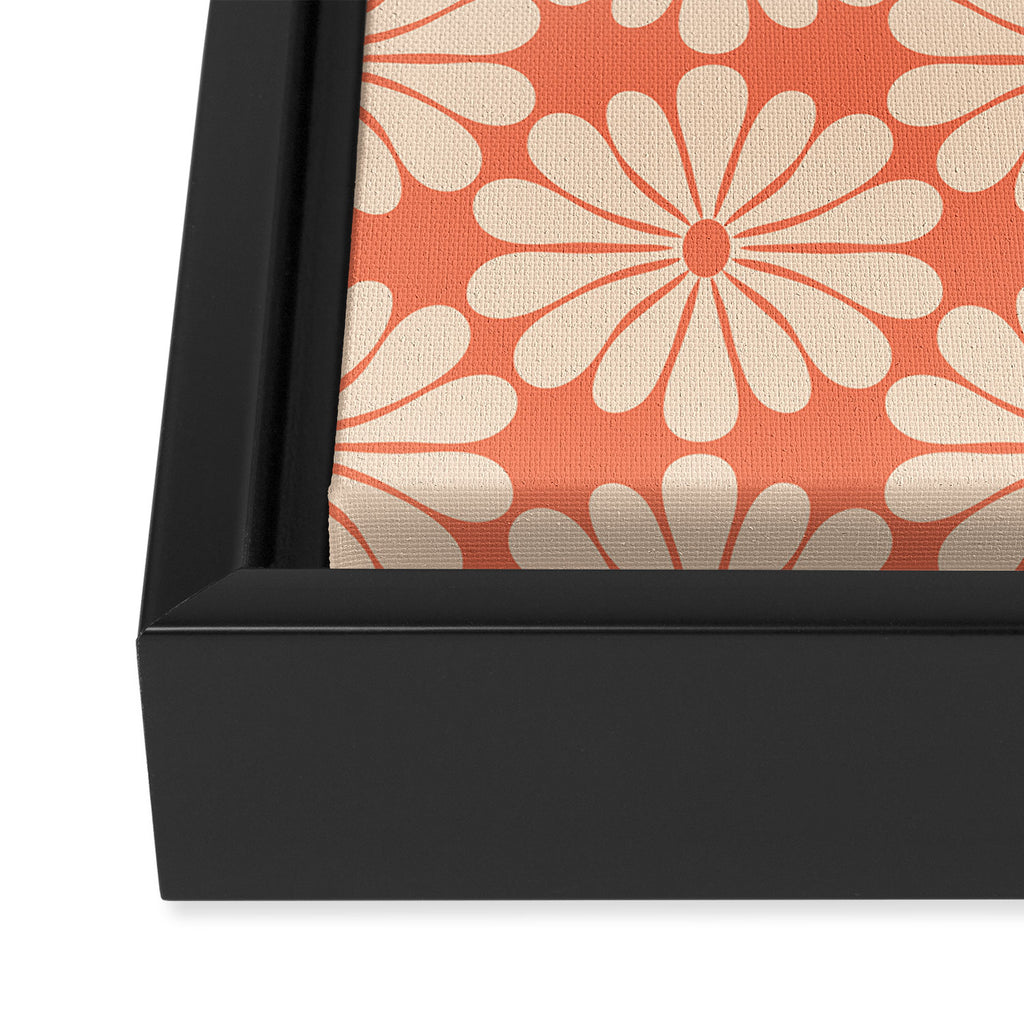 Retro Modern Daisy - Salmon and Off-white Framed Canvas Print Gallery Image 3