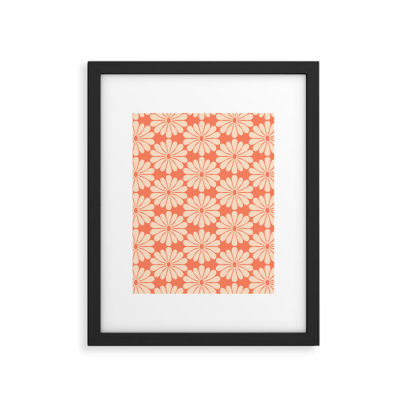 Retro Modern Daisy - Salmon and Off-white Framed Art Print Gallery Image 5