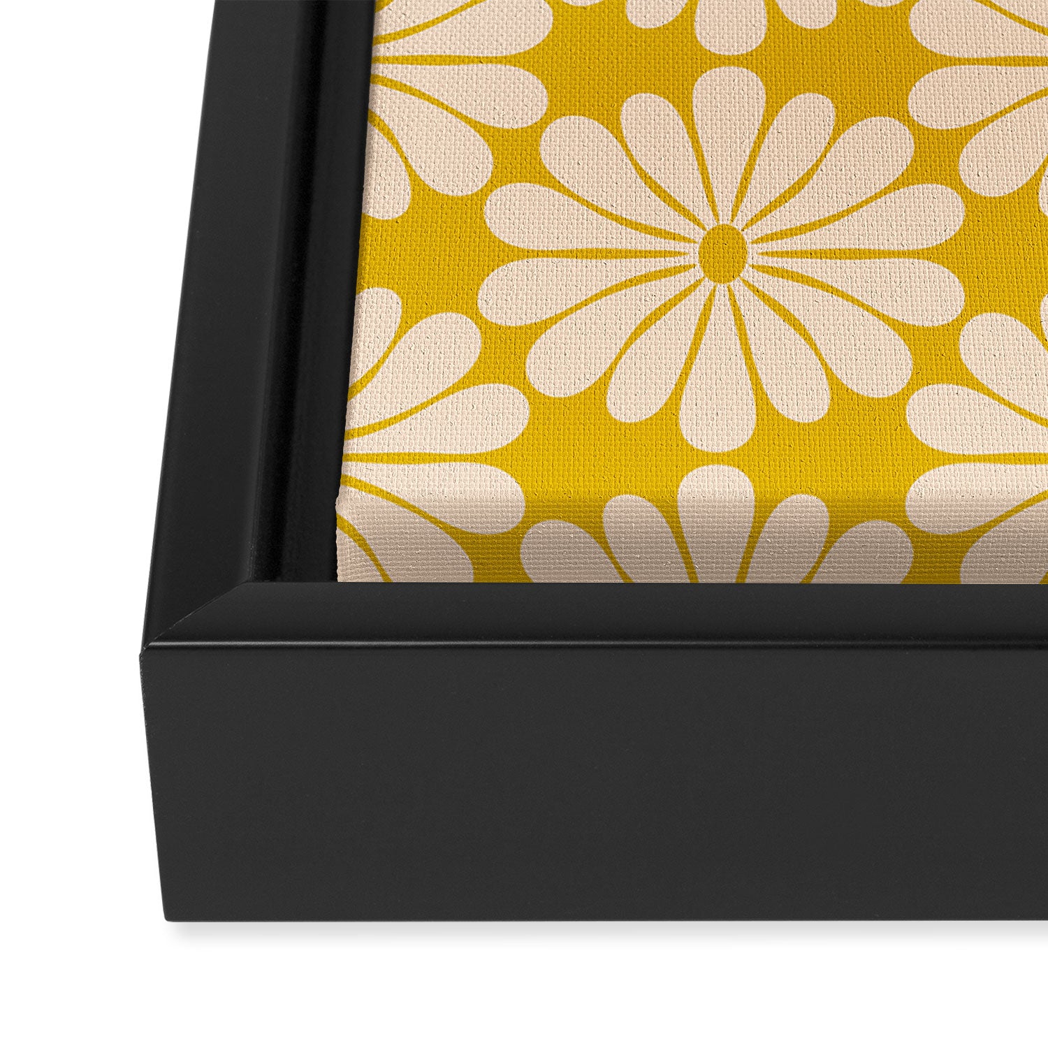 Retro Modern Daisy - Yellow Mostard Framed Canvas Print Gallery Image 3