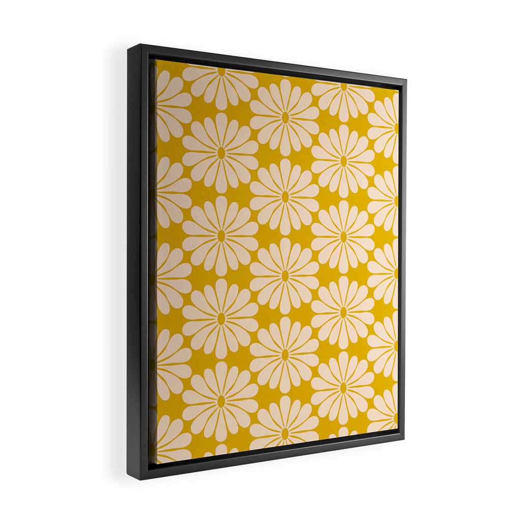 Retro Modern Daisy - Yellow Mostard Framed Canvas Print Gallery Image 2
