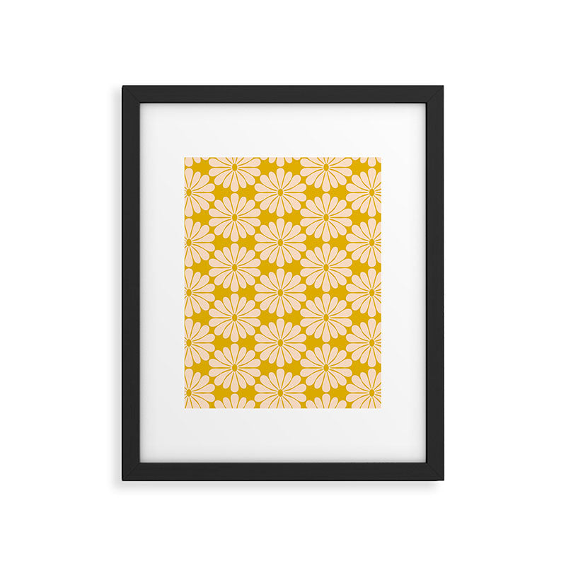 Retro Modern Daisy - Yellow Mostard Framed Art Print Gallery Image 5