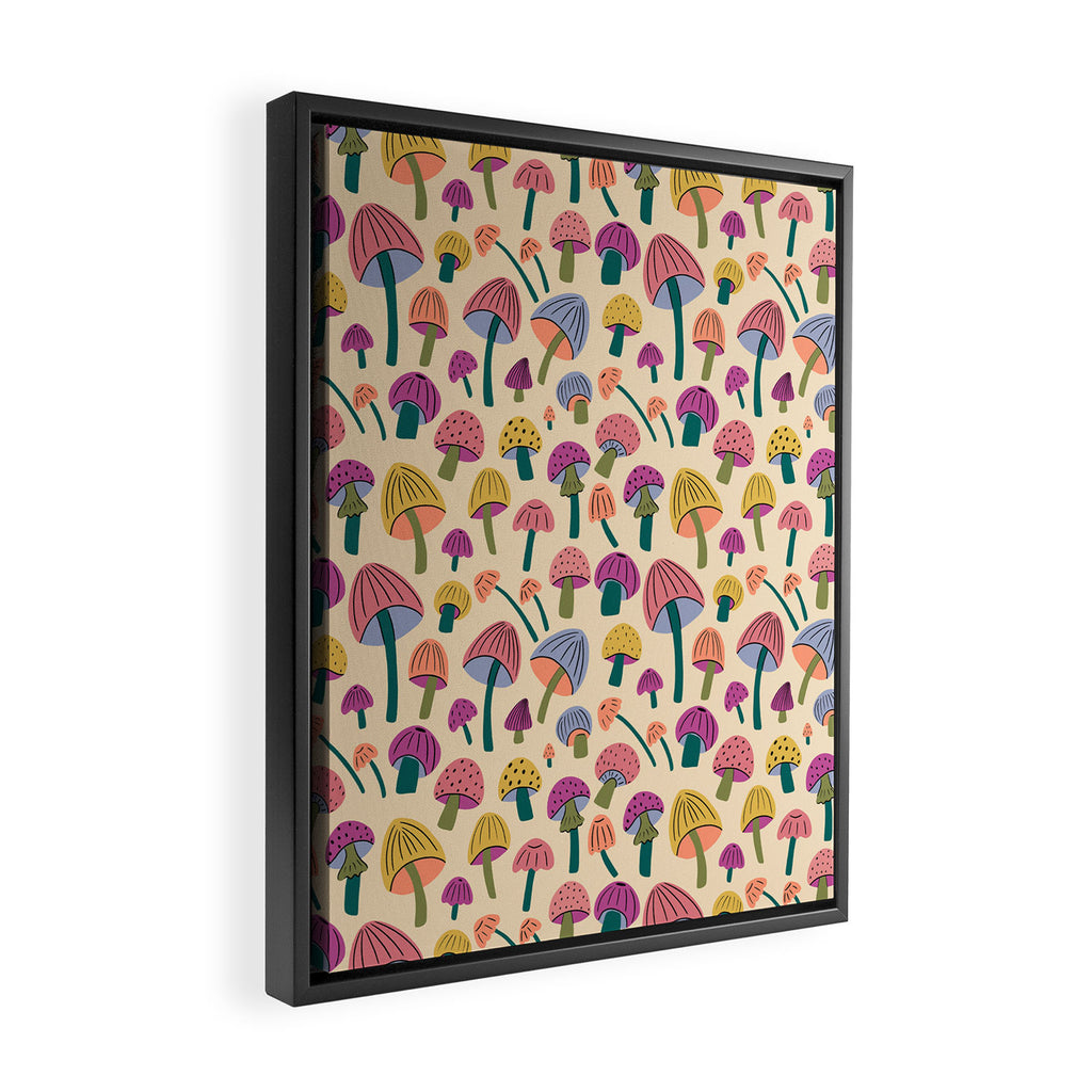 Retro Mushroom - pattern  Framed Canvas Print Gallery Image 2