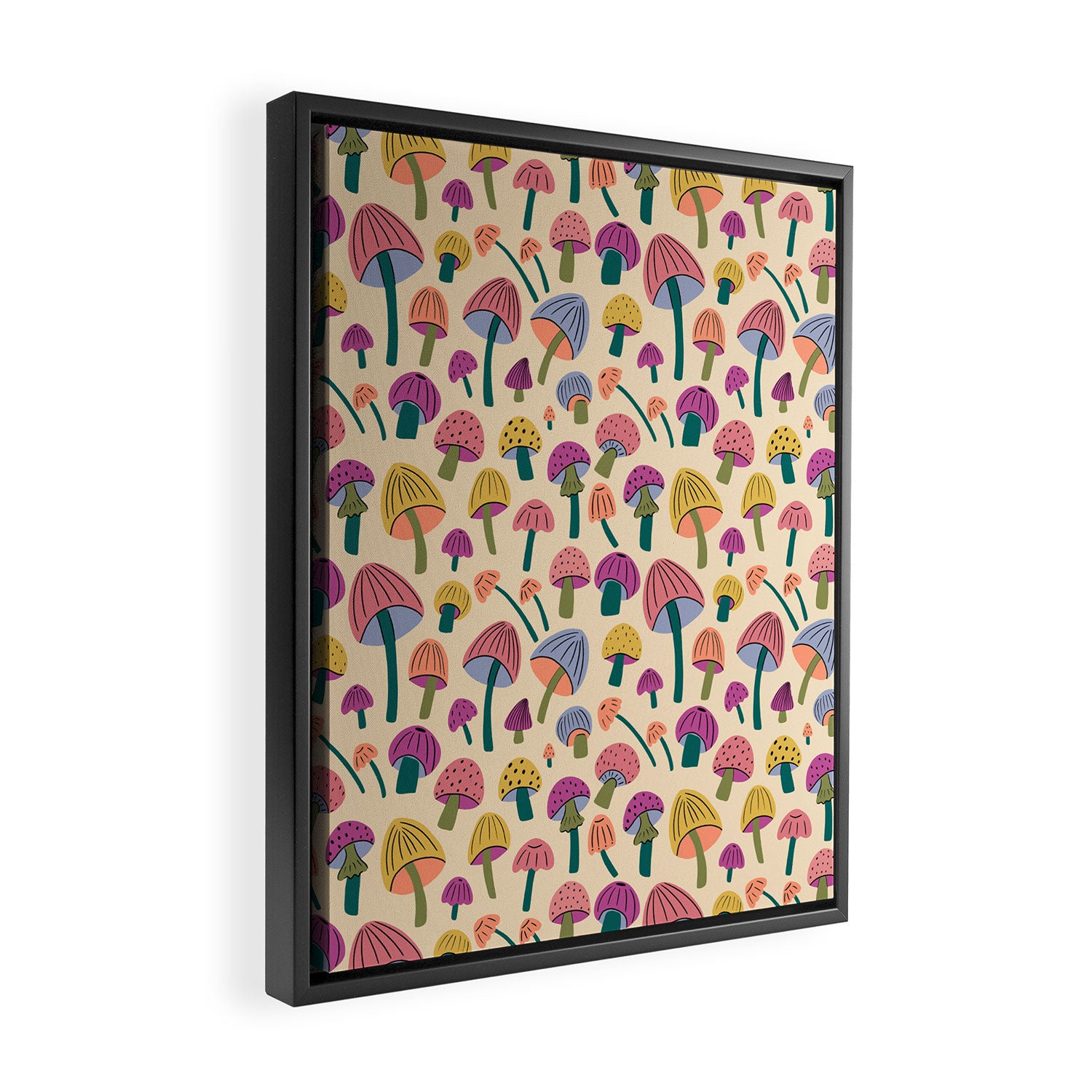 Retro Mushroom - pattern  Framed Canvas Print Gallery Image 2