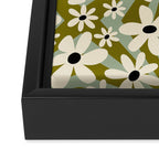 Retro Psychedelic Daisy Flower - Green Color Framed Canvas Print Gallery Image 3