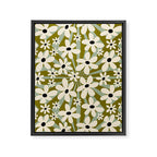 Retro Psychedelic Daisy Flower - Green Color Framed Canvas Print Gallery Image 8