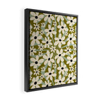 Retro Psychedelic Daisy Flower - Green Color Framed Canvas Print Gallery Image 2