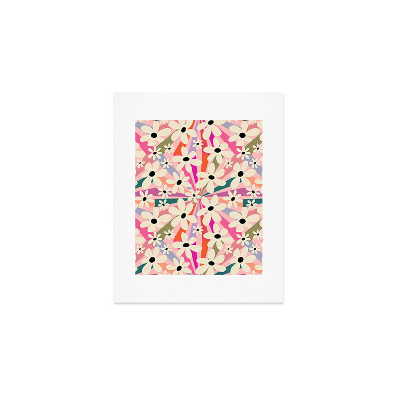 Retro Psychedelic Daisy Flower - Rainbow Color Art Print Gallery Image 1