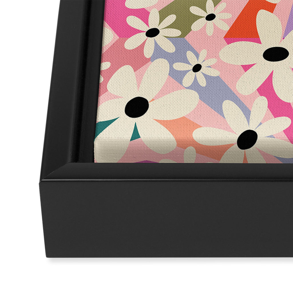 Retro Psychedelic Daisy Flower - Rainbow Color Framed Canvas Print Gallery Image 3