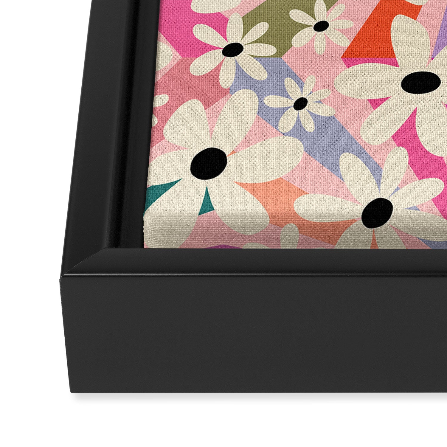 Retro Psychedelic Daisy Flower - Rainbow Color Framed Canvas Print Gallery Image 3