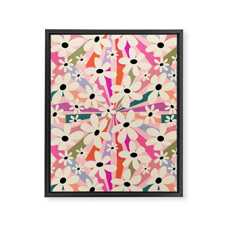 Retro Psychedelic Daisy Flower - Rainbow Color Framed Canvas Print Gallery Image 8