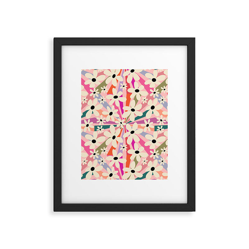 Retro Psychedelic Daisy Flower - Rainbow Color Framed Art Print Gallery Image 6