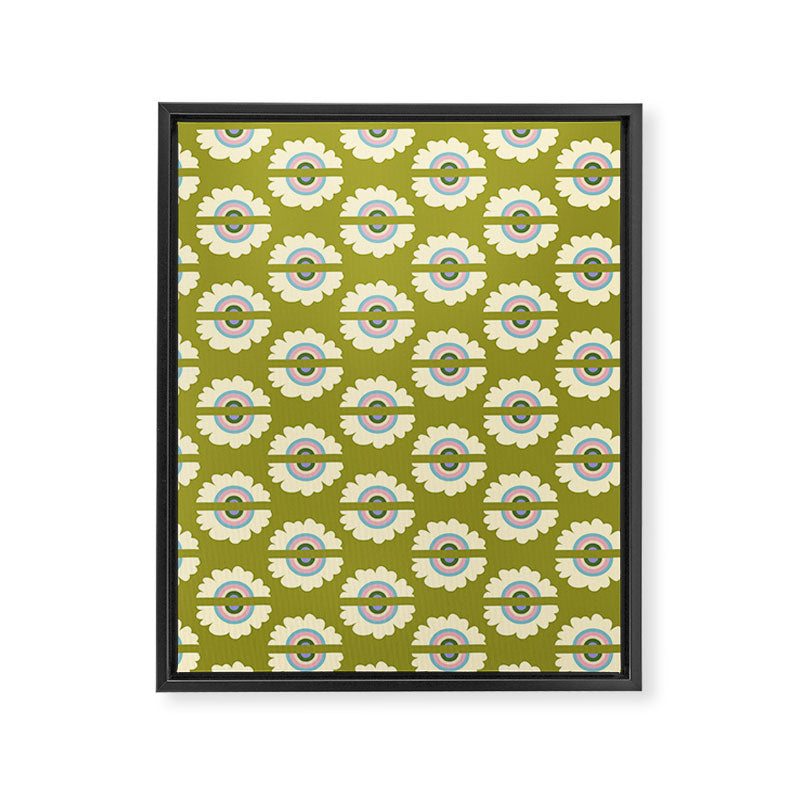 Retro Rainbow Flower Framed Canvas Print Gallery Image 8