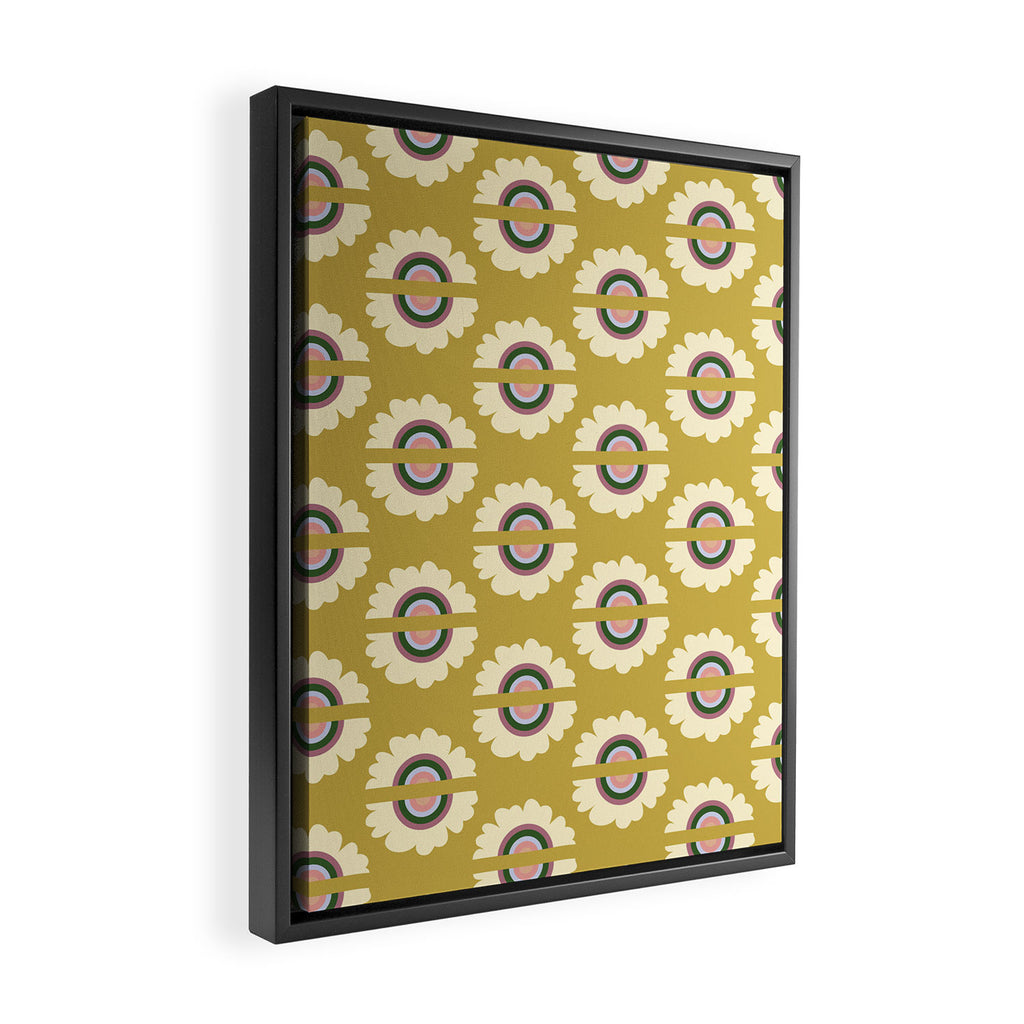 Retro Rainbow Flower - Gold Framed Canvas Print Gallery Image 2