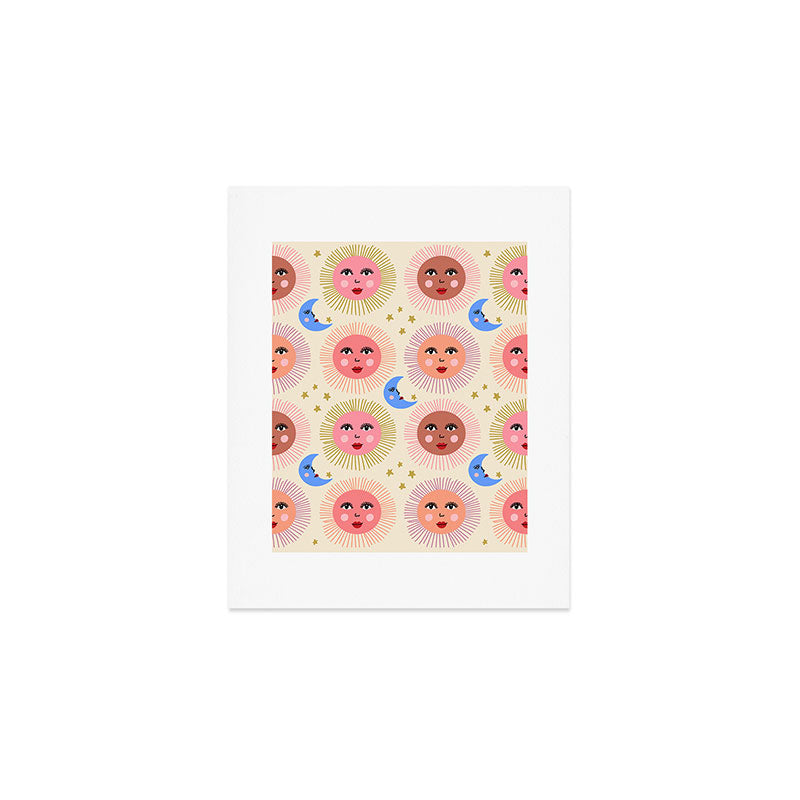 Retro Sun and Moon  Art Print Gallery Image 1