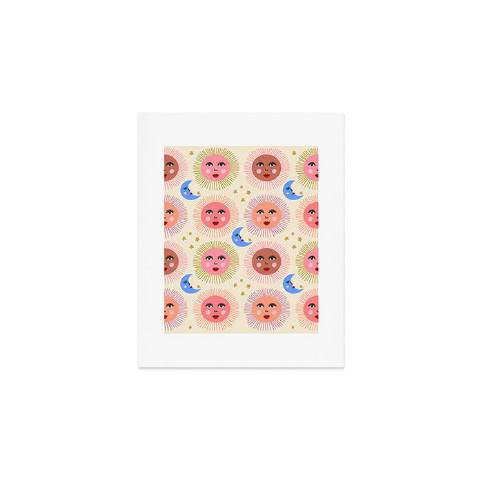 Retro Sun and Moon  Art Print Gallery Image 1