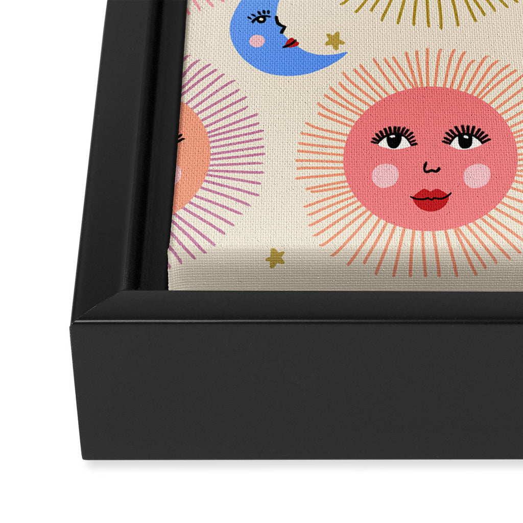 Retro Sun and Moon  Framed Canvas Print Gallery Image 3